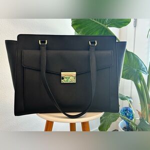 MK Michael Kors Saffiano Leather Laptop Bag Handbag Tote Black